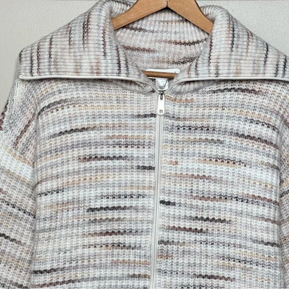Christopher & Banks Space Dyed Shaker Stitch Zip Front Cardigan Sweater Size XL - Picture 3 of 15